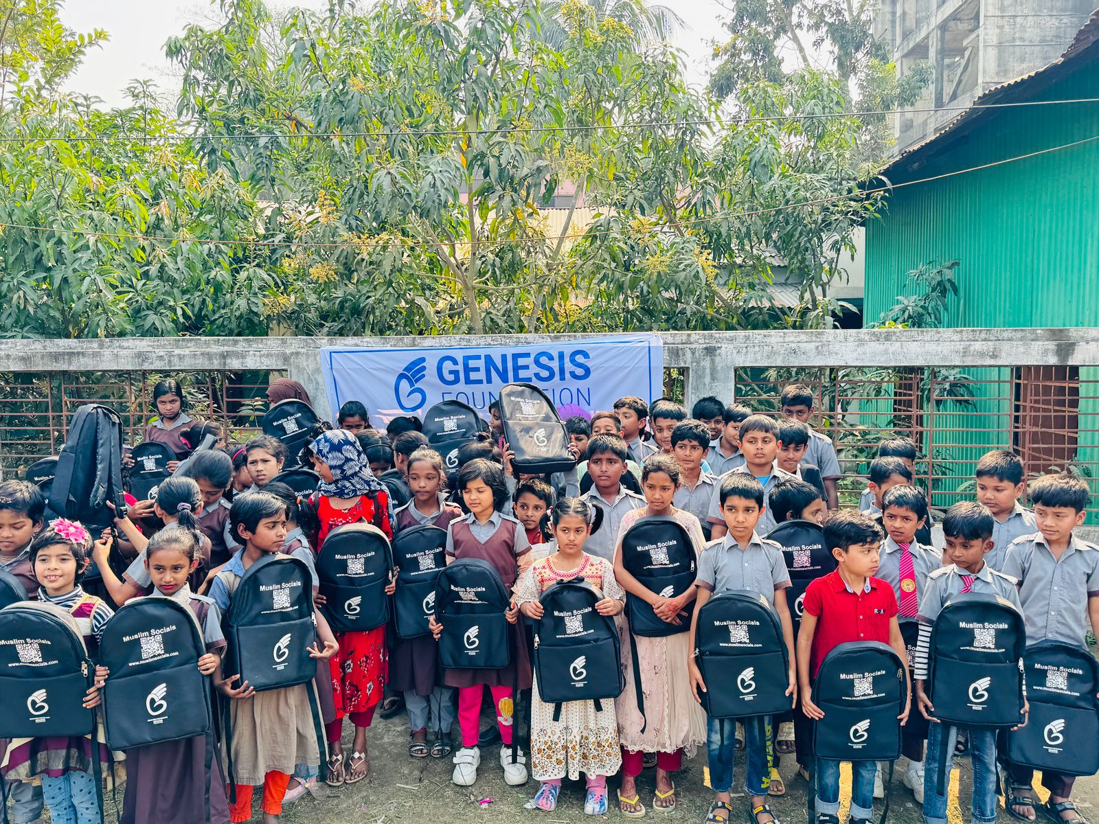 Sponsored students with backpacks